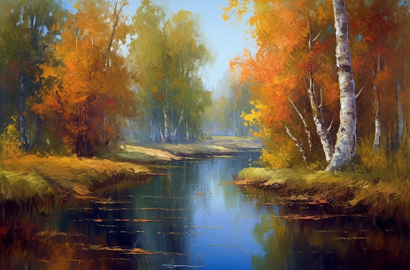秋天下的风景油画背景,高清,摄影图,摄影图片,图片大全,摄影图免费下载